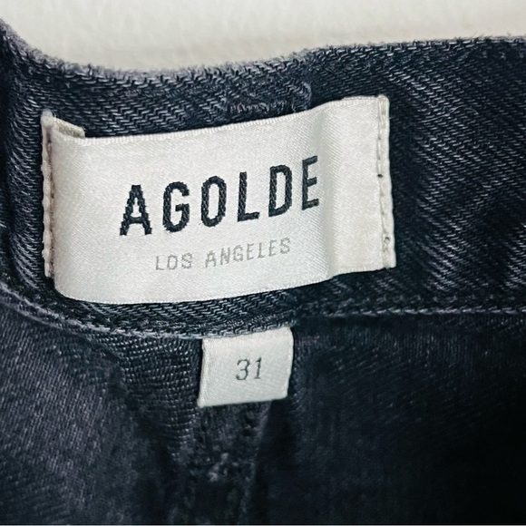 Agolde Black Dee high rise rolled hem shorts Dark Denim Jean Shorts size 31 - Picture 5 of 6